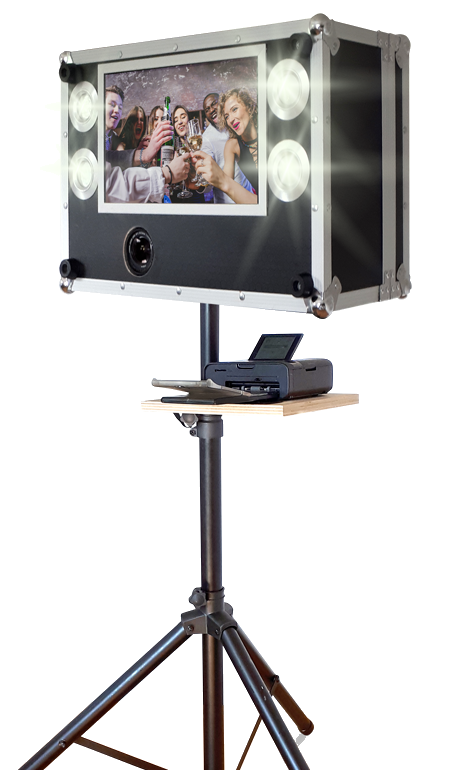 Fotobox mit Canon-Spiegelreflexkamera, Touch-Display, Drucker und Stativ