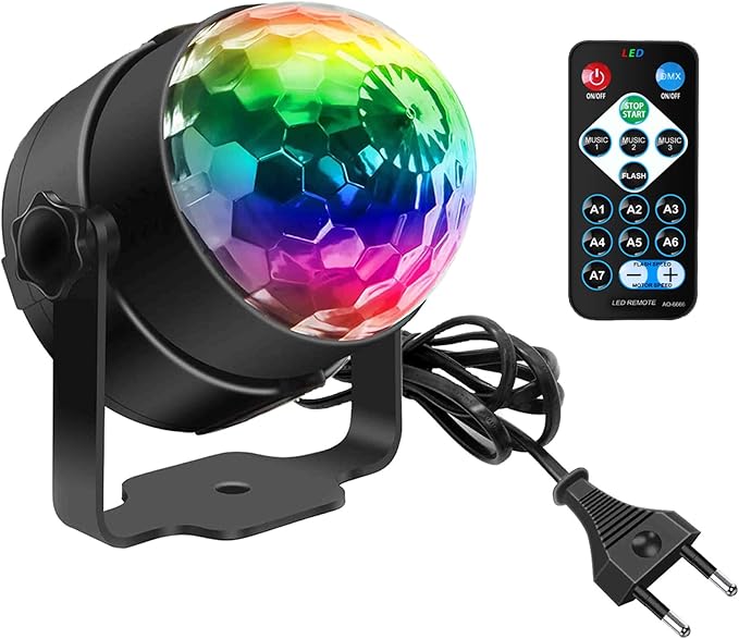 Discokugel, SEBRUANC Disco Lights LED Musikgesteuert DJ Party licht 360° Rotierende Ball Lights 3W RGB Bühnenlichter mit Fernbedienung